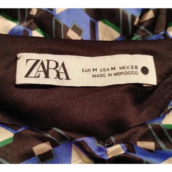 💥Bluish Geometric Print Dress by ZARA Sz M - Picture 7 of 8